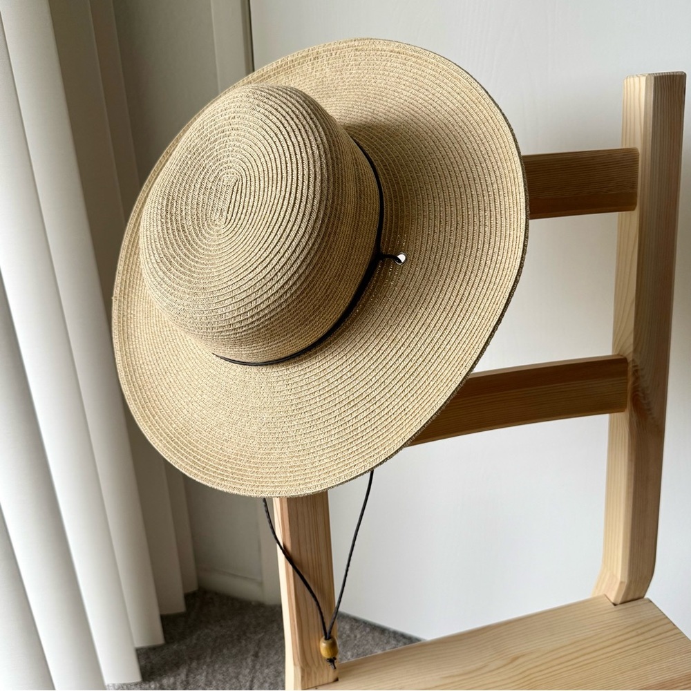 Tan Woven Wide Brim Sun Hat Vintage